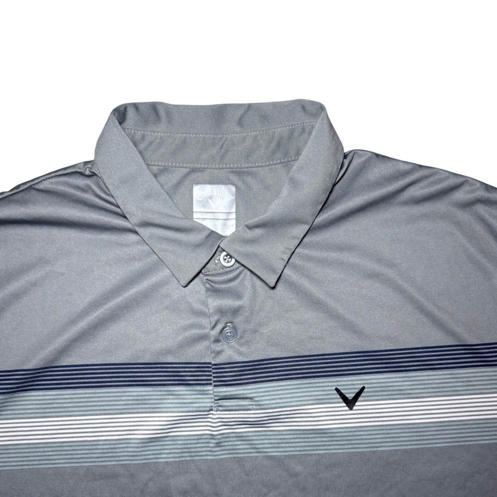 Callaway Opti-Dri Golf Polo Striped Short Sleeve Shirt Mens XL Gray